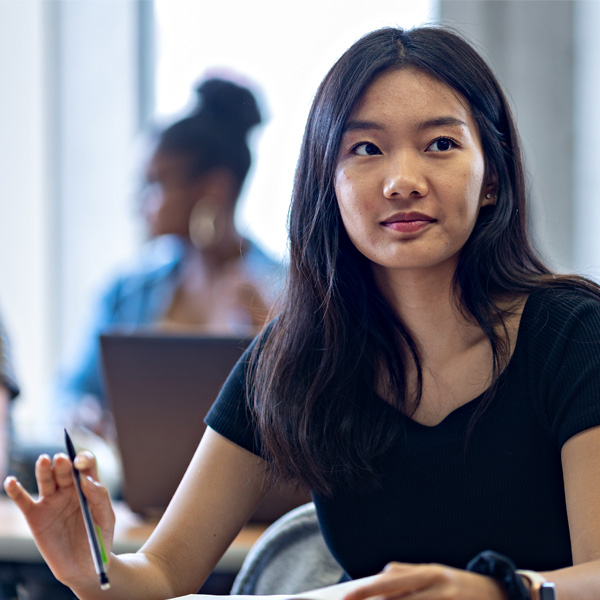 Student working at desk