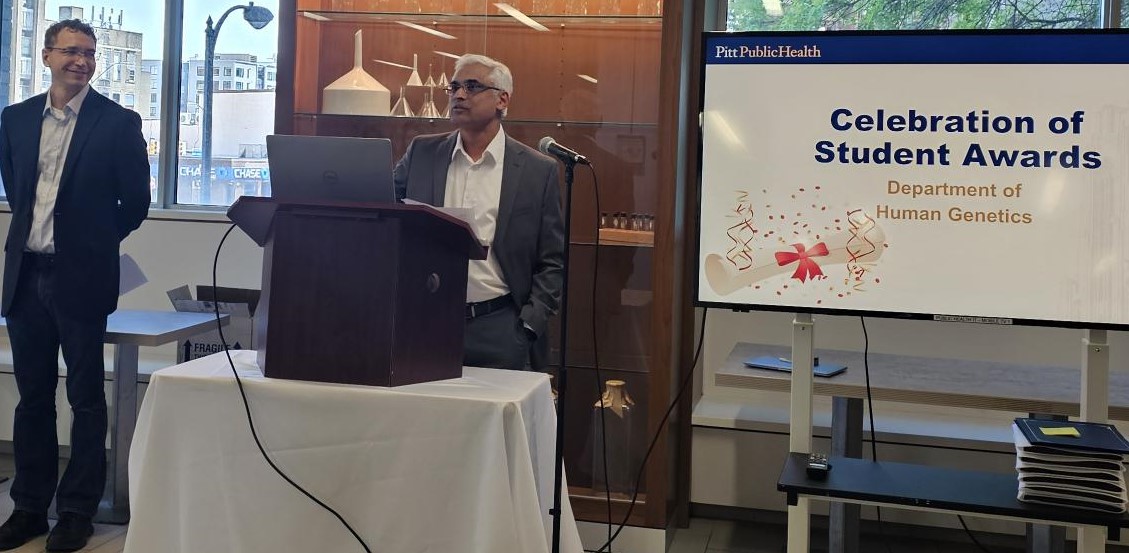 Faculty member John Shaffer and Chair Quasar Padiath Presenting in Public Health Commons