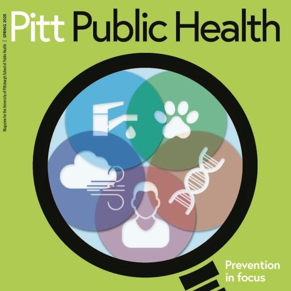 prevention in focus - image of magnifying glass with paw print, double helix, person, storm cloud, faucet