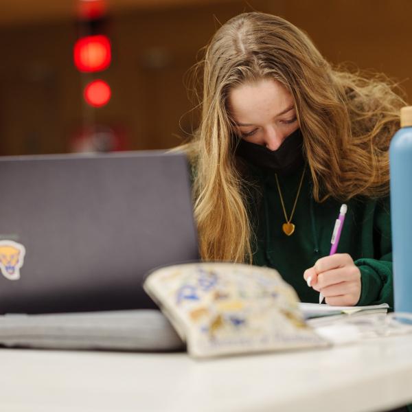 female student studying