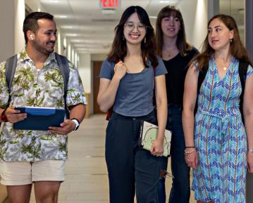 Students walking in hallway