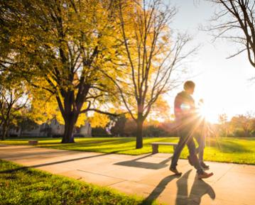 Students walking outside