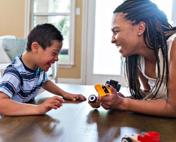 Clinician working with child