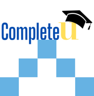 CompleteU with grad cap and Pitt Public Health with Pitt shield