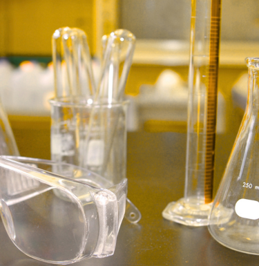 safety glasses, beakers, test tubes