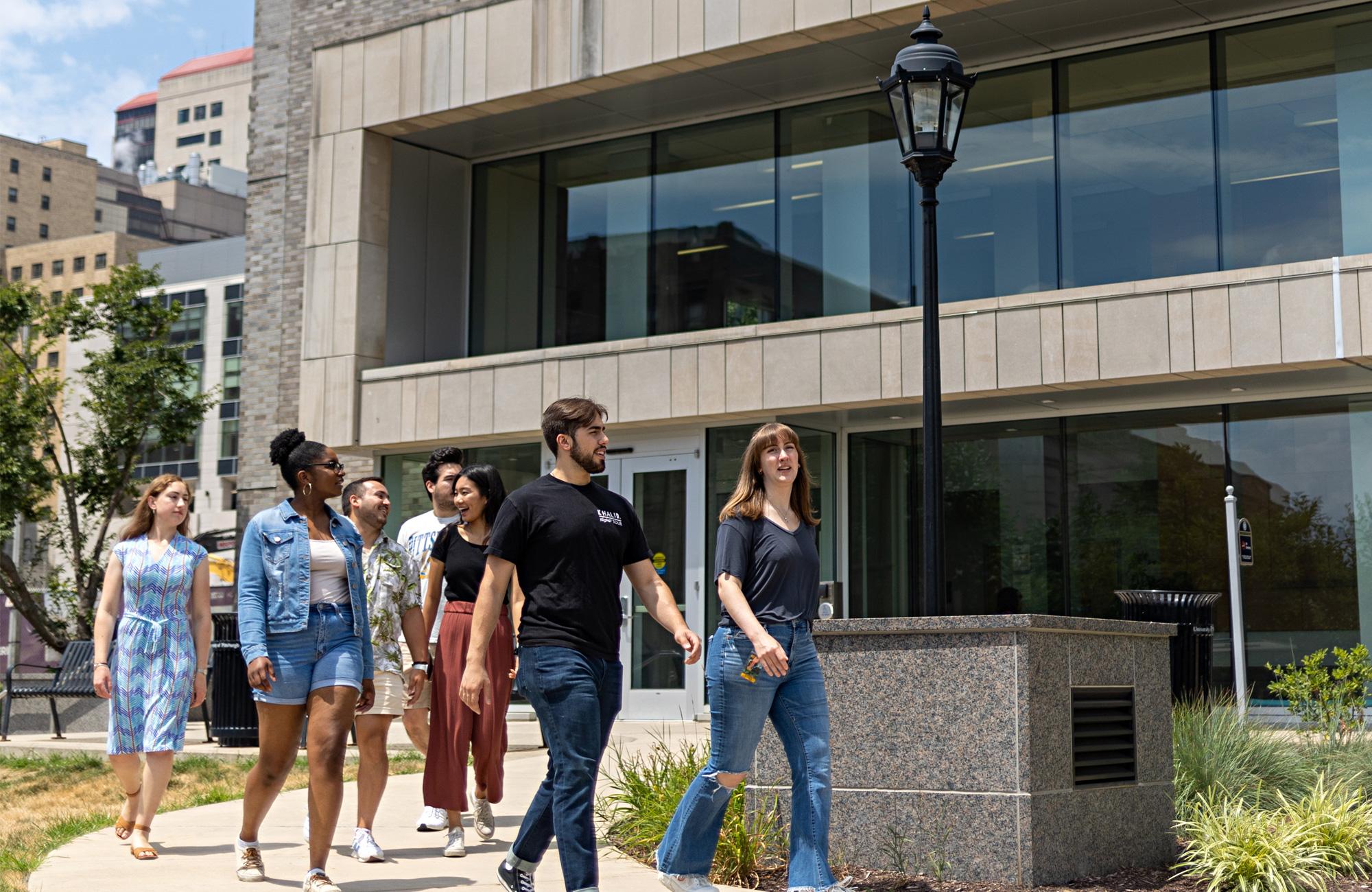 Students walking together on campus