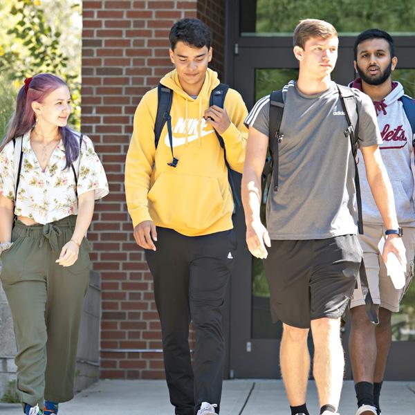 Students walking on campus